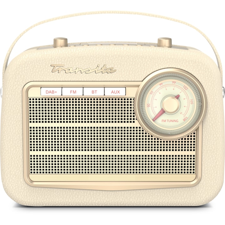 Radio portabil TechniSat, 5 W, LCD, Bluetooth, AUX, USB, Jack 3.5mm, Alarma (Bej)