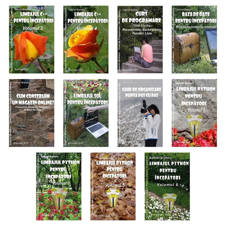 Set de 10+1 Carti Programare Incepatori (831), Gabriel Braharu, Colectia "Invata programare singur", 11 bucati