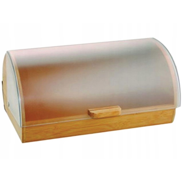 Кутия за хляб, Gordon, дърво, с капак, 39 x 28 x 18,5 см, кафява/прозрачна