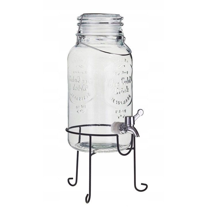 Carafa cu robinet Chomik, sticla, transparent, 4 L, 32x14x14 cm