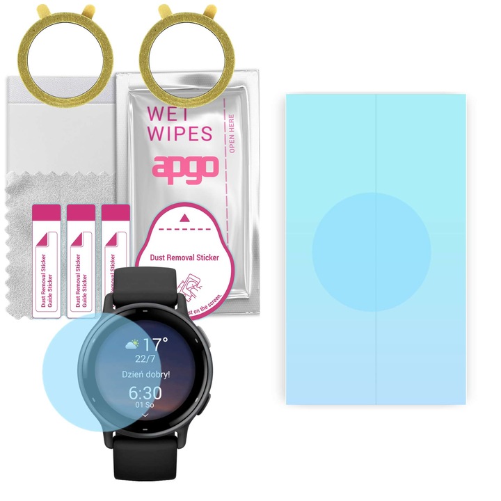 Set 2 folii protectie apgo, Garmin Vivoactive 5 smartwatch, protector de ecran hidrogel cu margini rotunjite, folie de afisare pentru intregul ecran