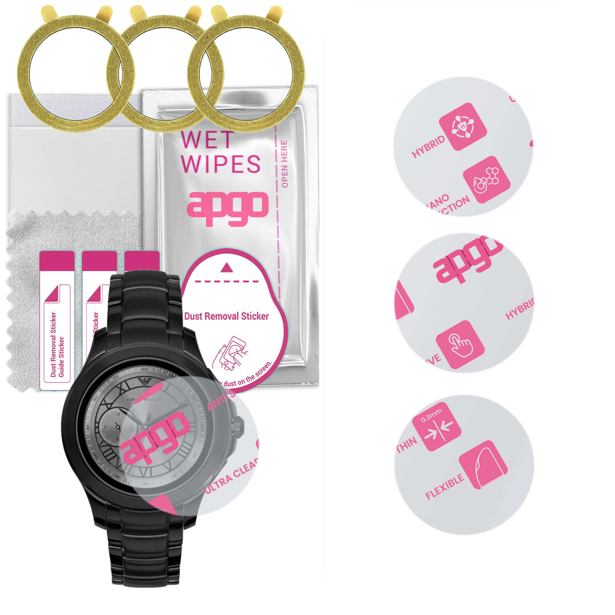 Set 3 folii protectie Hibrid pentru Smartwatch Emporio Armani ART 5011 apgo Transparent 8H Ultra Subtire eMAG.ro