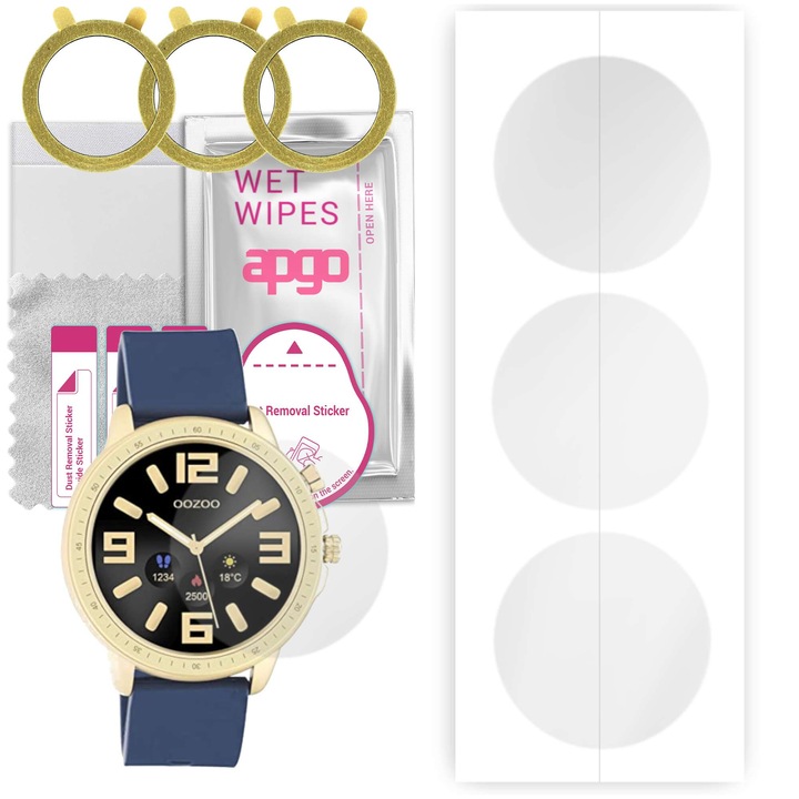 AGPO védőfólia készlet Oozoo Q00321 45mm, hidrogél, átlátszó, 3 db