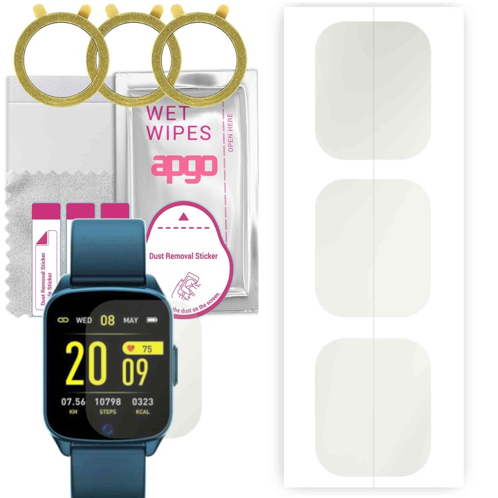 Set 3 folii protectie, APGO, Hidrogel, Efect mat, Pentru Rubicon RNCE42, Auto-regenerare, 0.12mm, Transparent