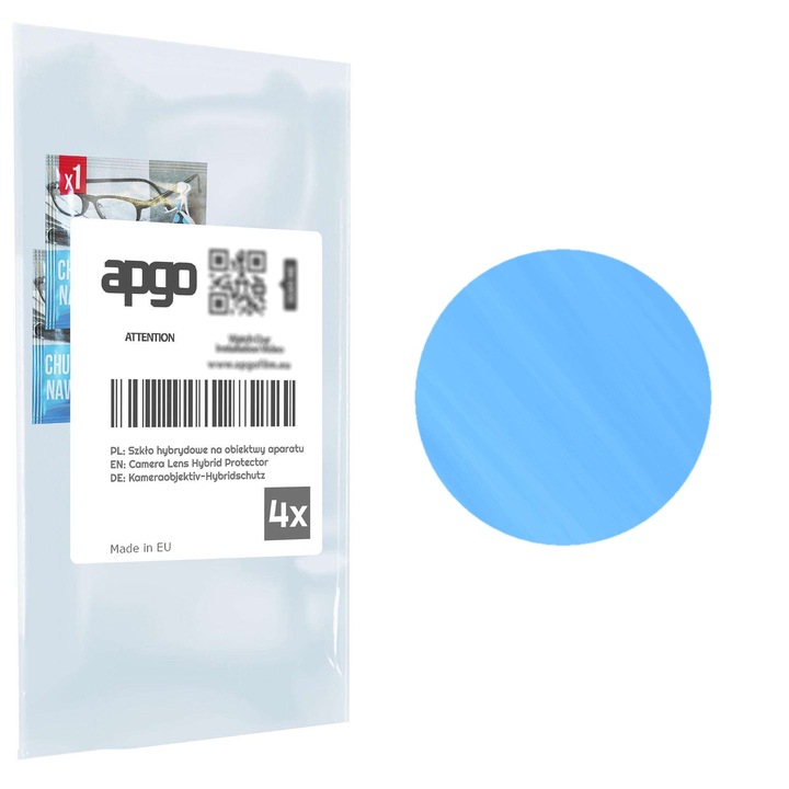 Set de 4 folii protectie APGO pentru camera iPhone SE 2020, sticla hibrida, duritate 9H, transparente