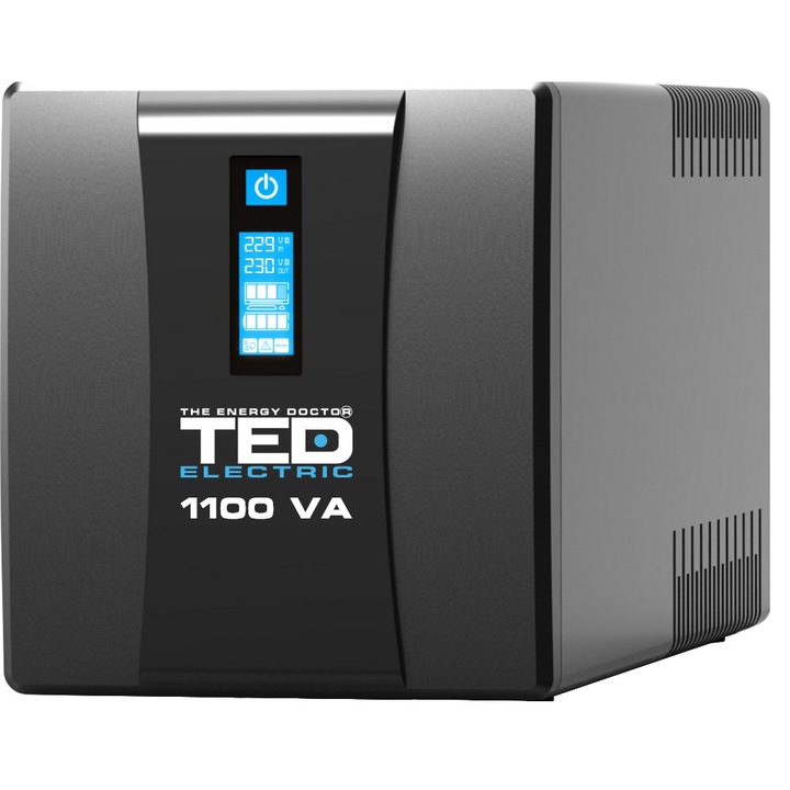 UPS Line Interactive с 4 Schuko изхода, стабилизатор и LCD дисплей, 1100VA / 600W, TED Electric