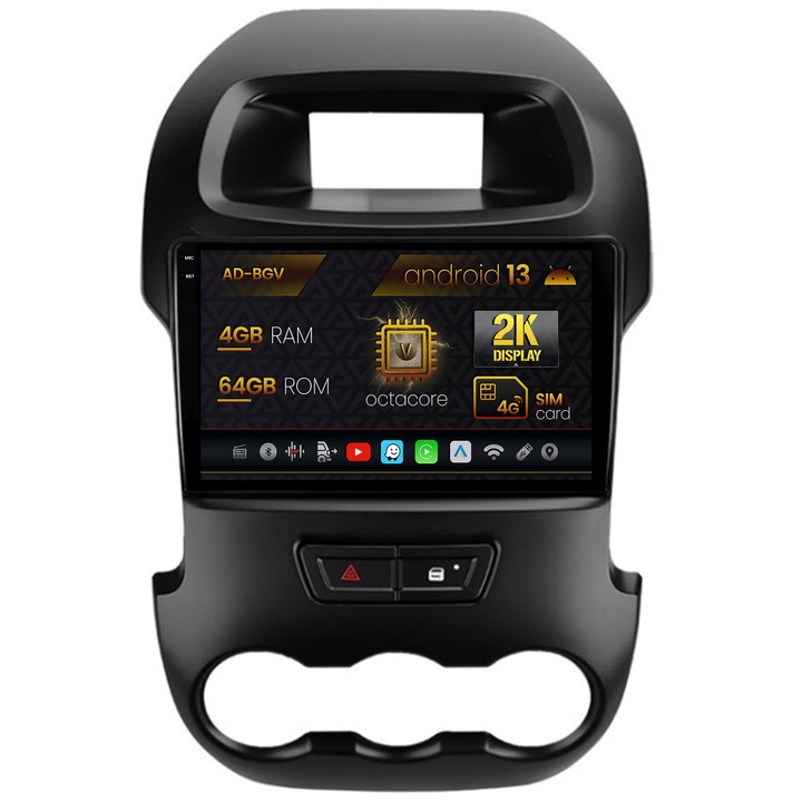 Navigációs autodrop Ford Ranger (2011-2015), Android 13, V-Octacore, 4GB RAM, 64GB ROM, 9,5 hüvelyk - AD-BGV9004, AD-BGRKIT135B