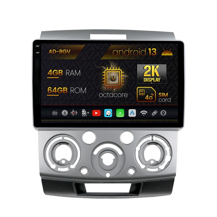 Navigációs autodrop Ford Ranger, Mazda BT50 (2007-2012), Android 13, V-Octacore, 4GB RAM, 64GB ROM, 9,5 hüvelyk - AD-BGV9004, AD-BGRKIT136