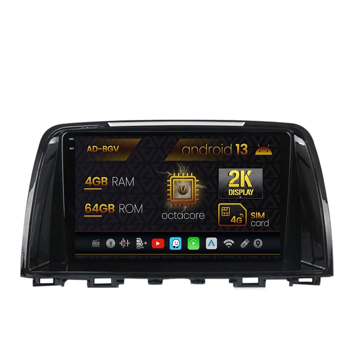 Navigációs autodrop Mazda 6 (2012-2017), Android 13, V-Octacore, 4GB RAM, 64GB ROM, 9,5 hüvelyk - AD-BGV9004, AD-BGRKIT328v2