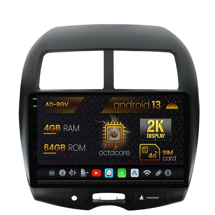 Navigatie Autodrop Mitsubishi ASX (2010-2018), Android 13, V-Octacore, 4GB RAM, 64GB ROM, 10.36 Inch - AD-BGV10004, AD-BGRKIT267