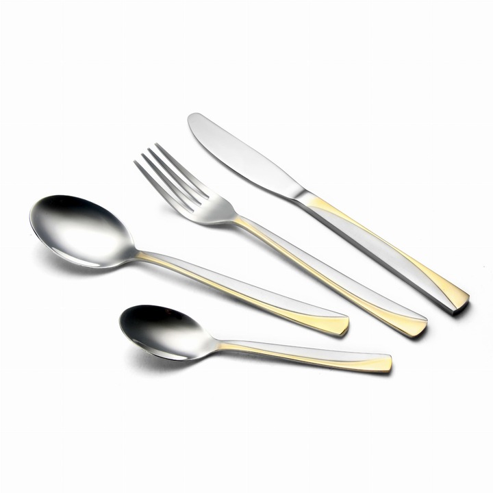24 darabos evőeszközkészlet, Maestro, rozsdamentes acél, ezüst/arany