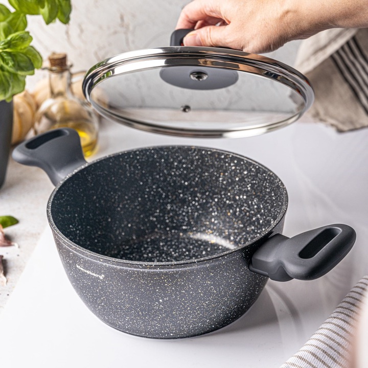 Oala, Klausberg, Aluminiu, cu Capac, 20 x 9 cm, 2.3 l, Negru