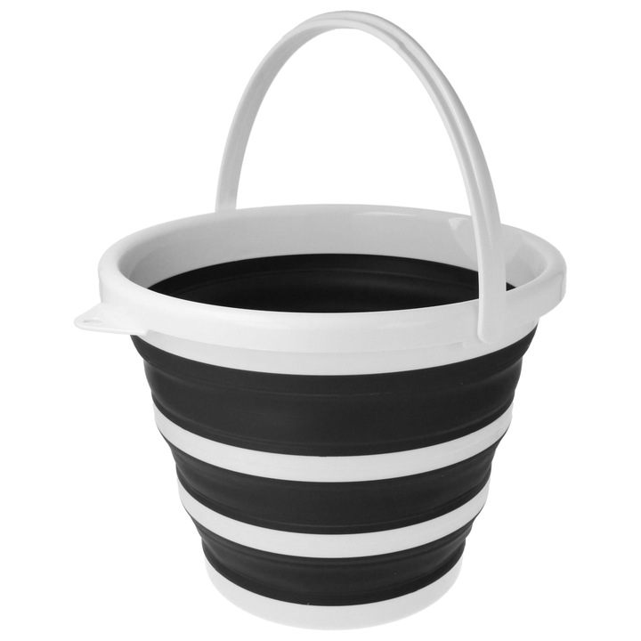 Galeta pliabila din silicon, Alb/Negru, 10L