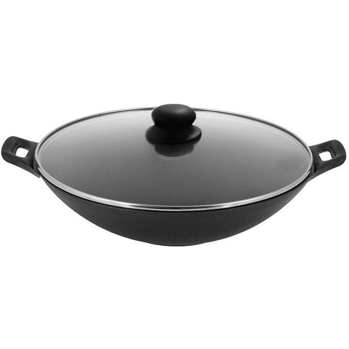 Tigaie wok, KRISBERG, Fonta, 31 cm, Negru