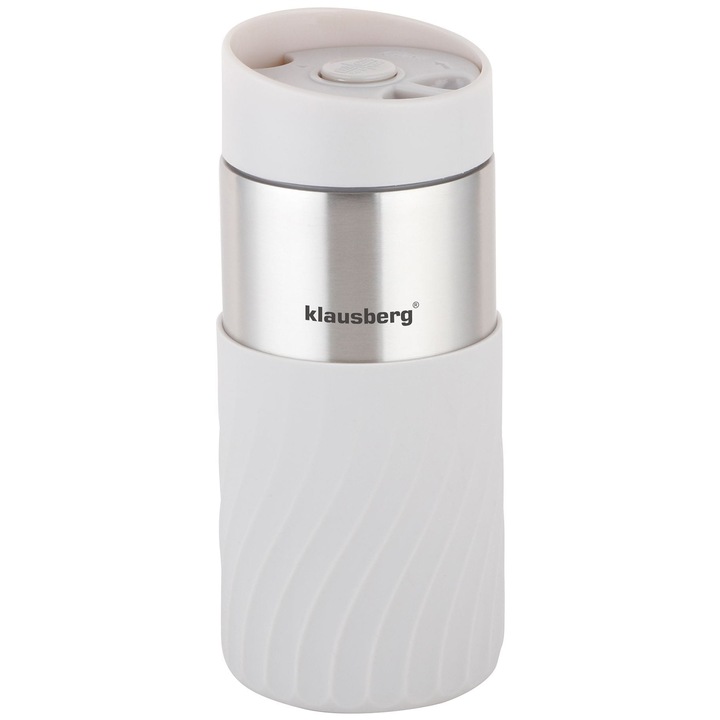 Cana termos, Klausberg, Inox, 300 ml, 17.5 x 8 cm, Alb/Argintiu