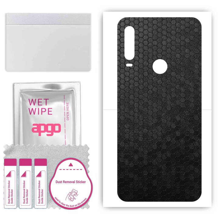 Съвместим Alcatel 1SE (2020) Устойчив на надраскване заден винилов филм Honeycomb черен