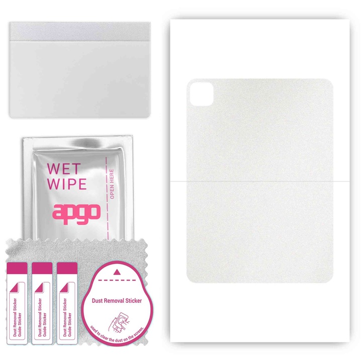 Folie protectie spate APGO pentru Apple iPad Pro 11 (2020), Mata transparenta, Set complet, 11"