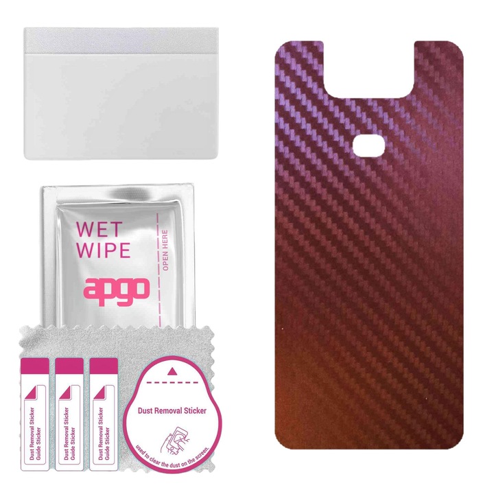Защитно фолио APGO за гръб Asus Zenfone 6 ZS630KL, текстура Carbon Chameleon, устойчивост на надраскване, включен комплект за почистване