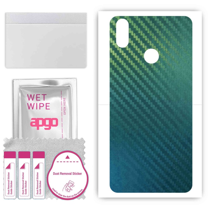 Folie de vinil pentru spate compatibil cu Cubot J3 Pro, rezistent la zgarieturi, Carbon Chameleon CAKA1