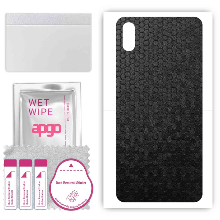 Задно винилово фолио, съвместимо с Cubot J5, устойчиво на надраскване, черна пчелна пита