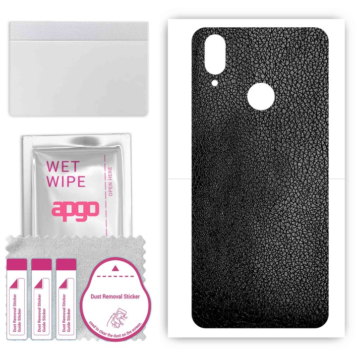 Задно винилово фолио, съвместимо с Cubot J7, устойчиво на надраскване, черна кожа