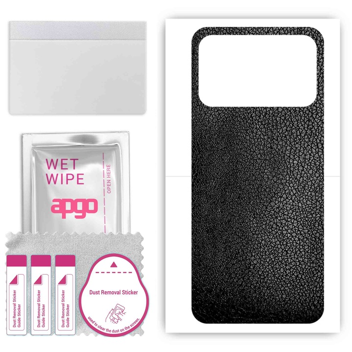 Задно винилово фолио, съвместимо с Doogee N40 Pro, устойчиво на надраскване, черна кожа