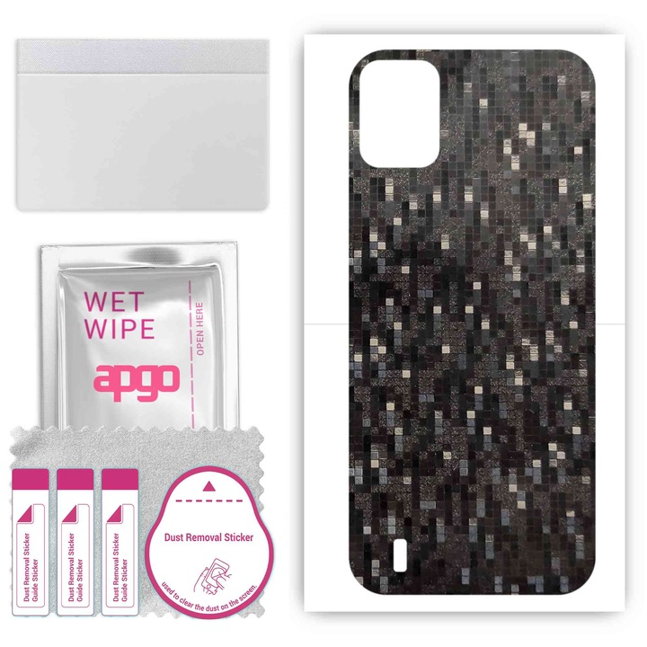 Съвместим с карбоново черен пиксел Doogee X93 Устойчив на надраскване заден винилов филм