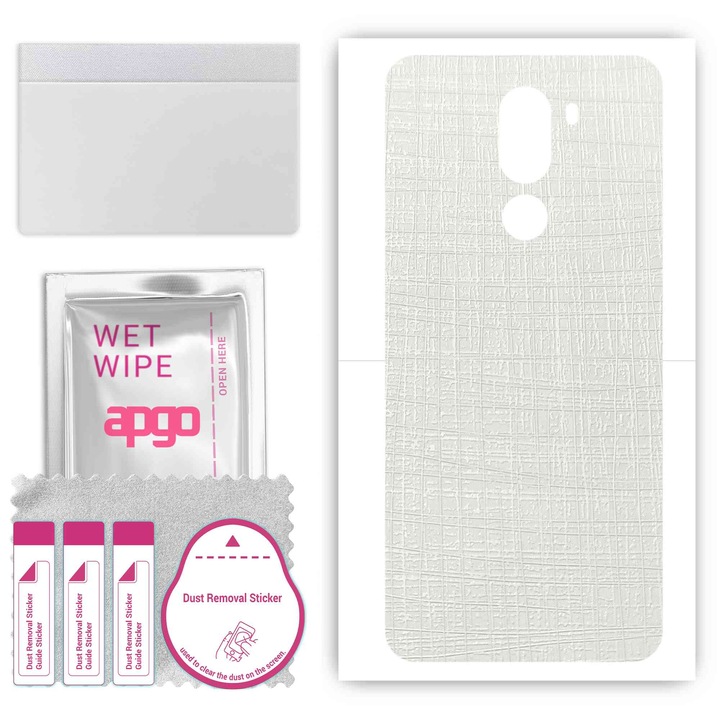 Задно винилово фолио, съвместимо с Doogee X60L, устойчиво на надраскване, бяла материя