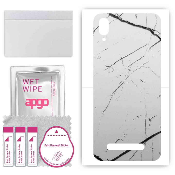 Doogee Y8C съвместим заден винилов филм, устойчив на надраскване, бял мрамор