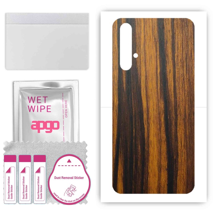 Folie de vinil pentru spate compatibil cu Honor 20, rezistent la zgarieturi, Tigerwood