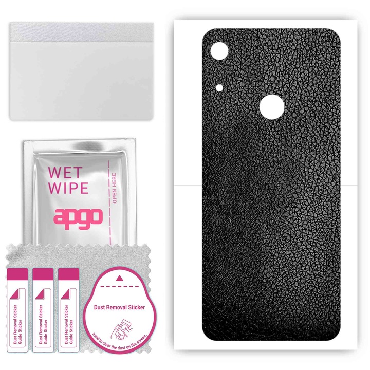 Honor 8A Pro, съвместим, устойчив на надраскване заден винилов филм, черна кожа