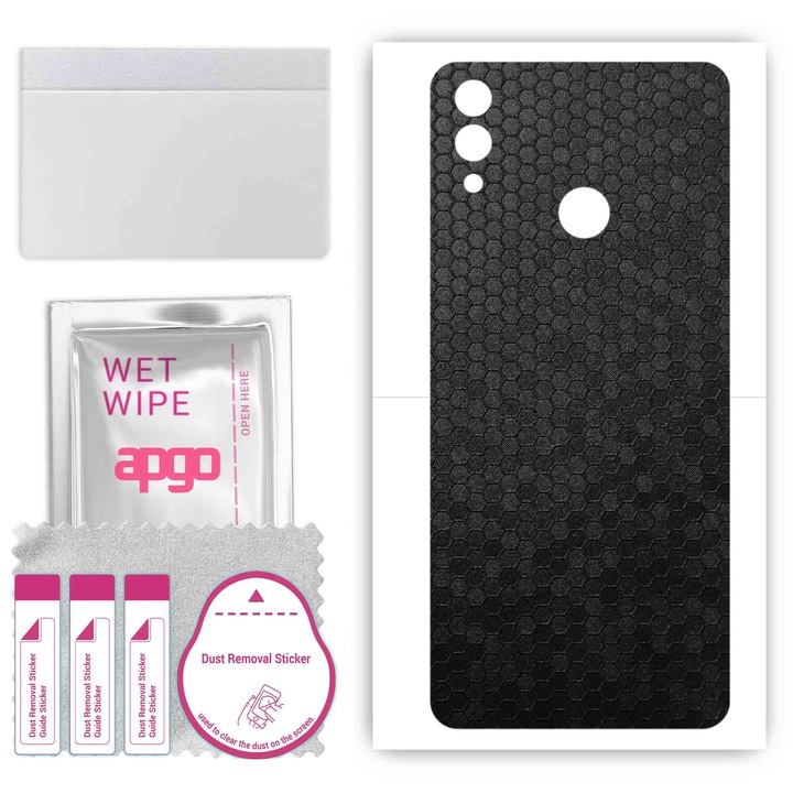 Honor 8C, съвместим, устойчив на надраскване заден винилов филм Honeycomb черен