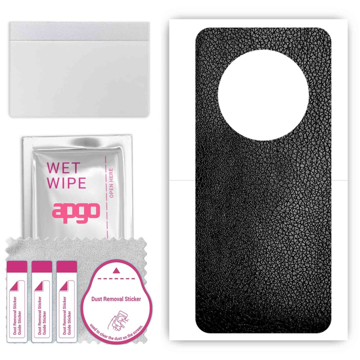 Задно винилово фолио, съвместимо с Honor Magic3 Pro Plus, устойчиво на надраскване, черна кожа