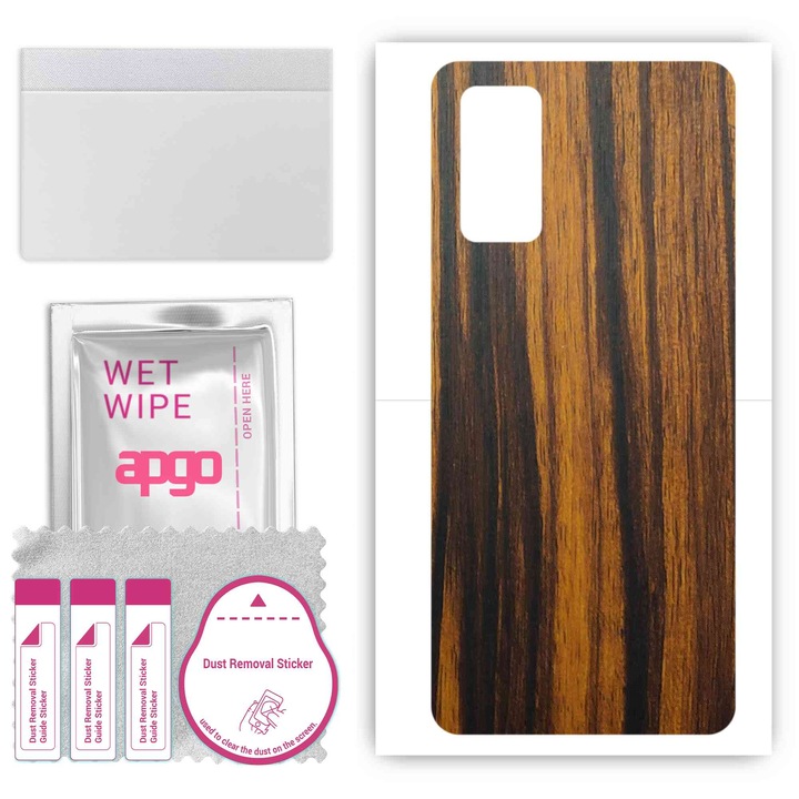 Folie de vinil pentru spate compatibil cu Honor V30, rezistent la zgarieturi, Tigerwood