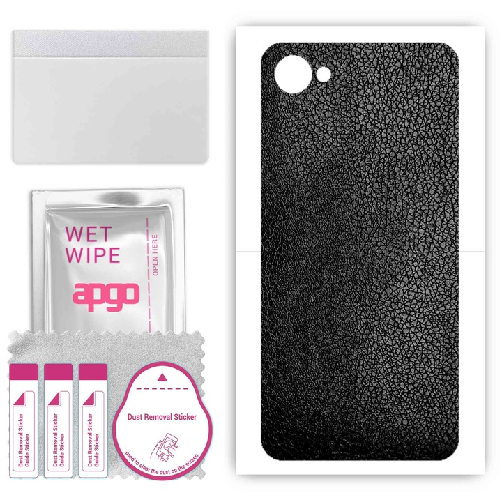 HTC Desire 12 Съвместим, устойчив на надраскване заден винилов филм, черна кожа