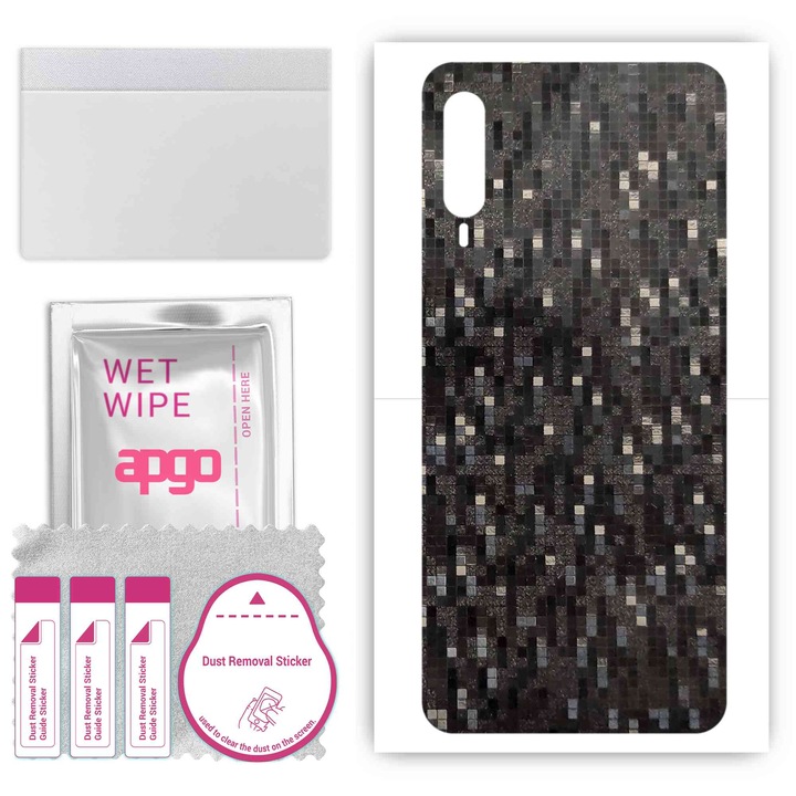 Въглеродно черен пиксел, съвместим с HTC Desire 22 Pro, устойчив на надраскване заден винилов филм