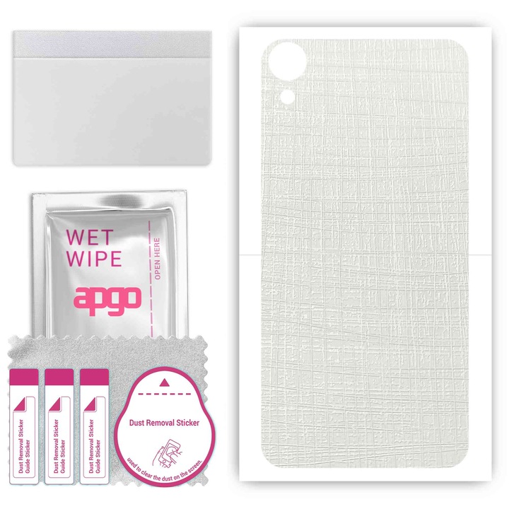 Задно винилово фолио, съвместимо с HTC Desire 820, устойчиво на надраскване, бяла материя