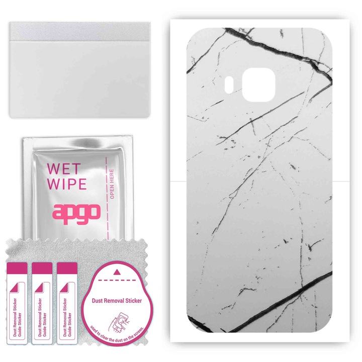 HTC One M9 Prime Camera Устойчив на надраскване заден винилов филм Бял мрамор