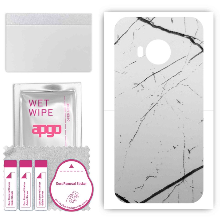 HTC One S9 съвместим Устойчив на надраскване заден винилов филм Бял мрамор