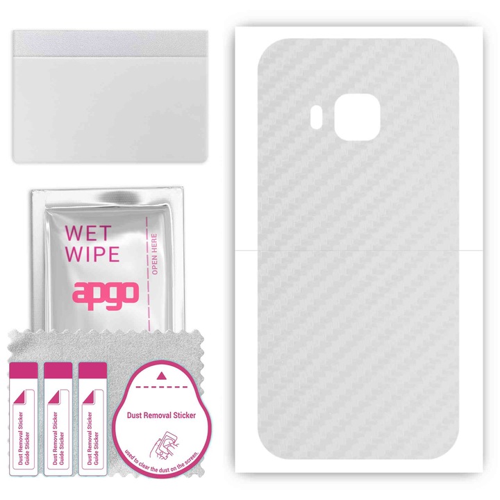 Задно винилово фолио, съвместимо с HTC One M9 Prime Camera, устойчиво на надраскване, Transparent Carbon