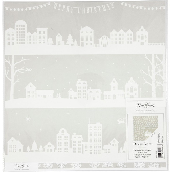 Hartie decorativa, Happy Color, Hartie, 3 foi, 30.5x30.5cm, Alb