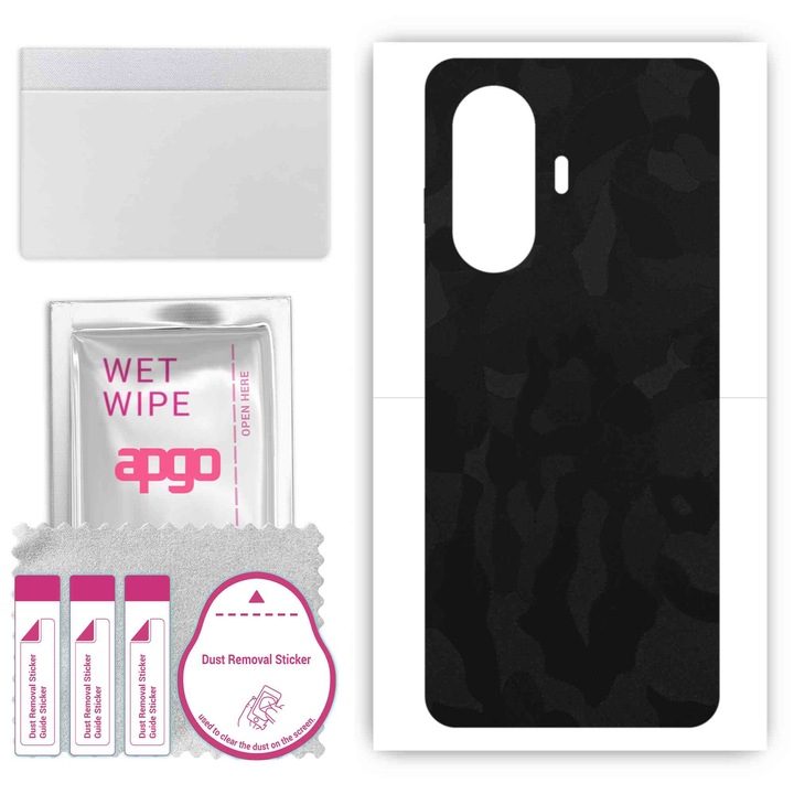 Задно винилово фолио, съвместимо с Wiko Hi Enjoy 60 5G Черен камуфлаж, устойчив на надраскване