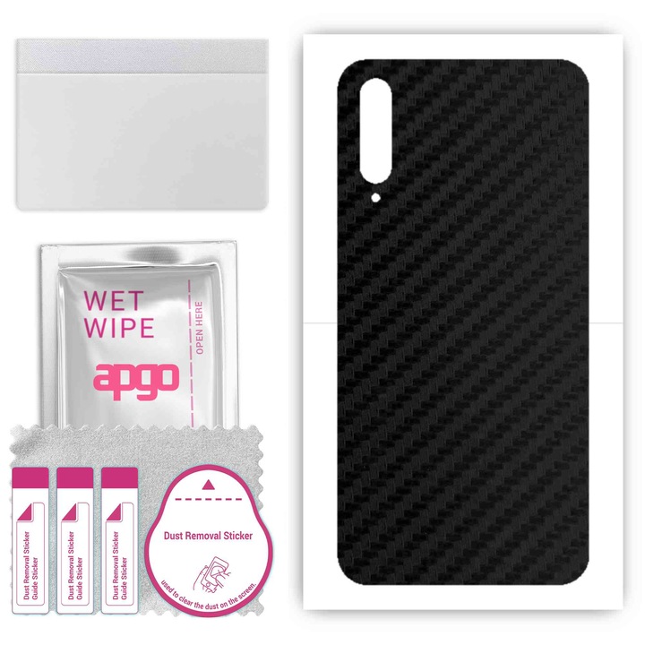 Folie de vinil pentru spate compatibil cu Huawei P smart Pro 2019, rezistent la zgarieturi, Negru de carbon