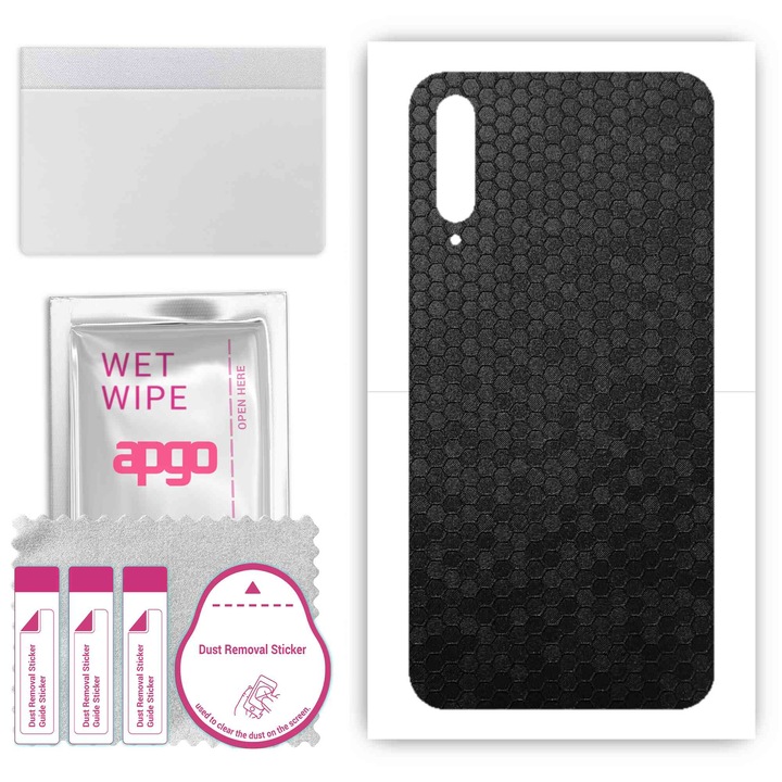 Folie de vinil pentru spate compatibil cu Huawei P smart Pro 2019, rezistent la zgarieturi, Fagure de miere negru