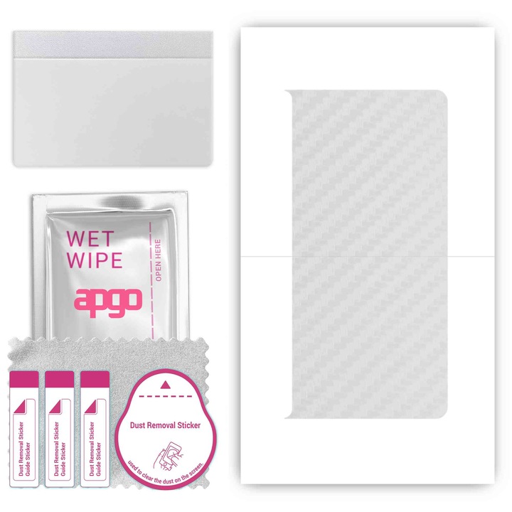 Skin protectie vinil pentru spate apgo, compatibil cu Lenovo Tab Extreme, rezistent la zgarieturi, Carbon transparent