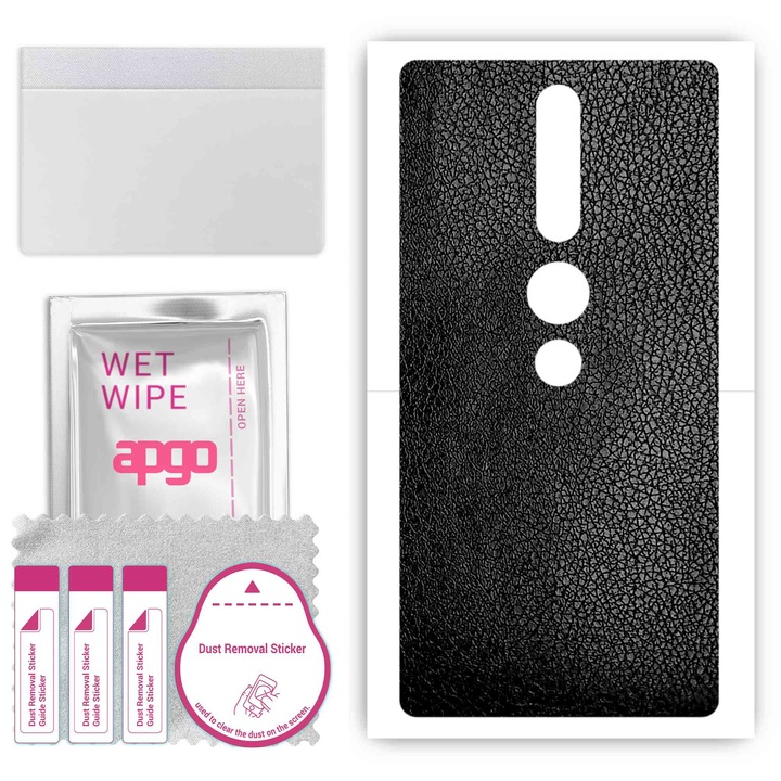 Задно винилово фолио, съвместимо с Lenovo Phab2 Pro, устойчиво на надраскване, черна кожа