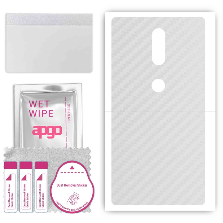 Задно винилово фолио, съвместимо с Lenovo Phab2 Plus, устойчиво на надраскване, Transparent Carbon