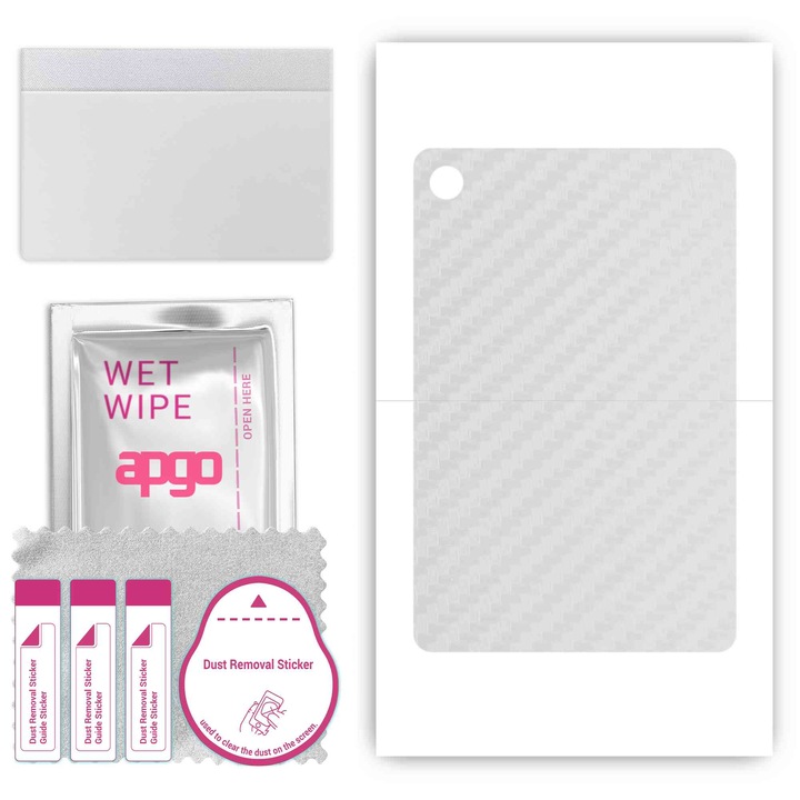 Skin protectie vinil pentru spate apgo, compatibil cu Lenovo Tab M8 4rd Gen, rezistent la zgarieturi, Carbon transparent