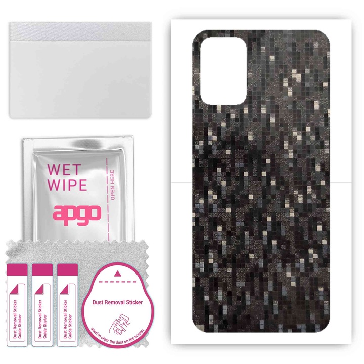 Въглеродно черен пиксел, съвместим с LG K52, устойчив на надраскване заден винилов филм