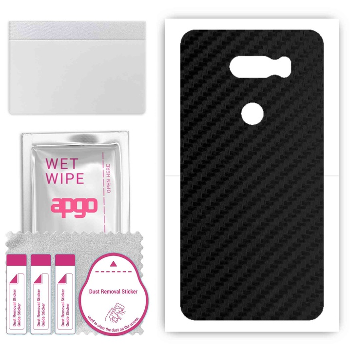Въглеродно черно, съвместимо с LG V30, устойчиво на надраскване задно винилово фолио